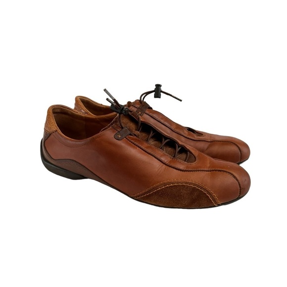 Paul Green Shoes - Paul Green München Brown Leather Adjustable Bungee Sneakers Size US 9 / UK 6.5